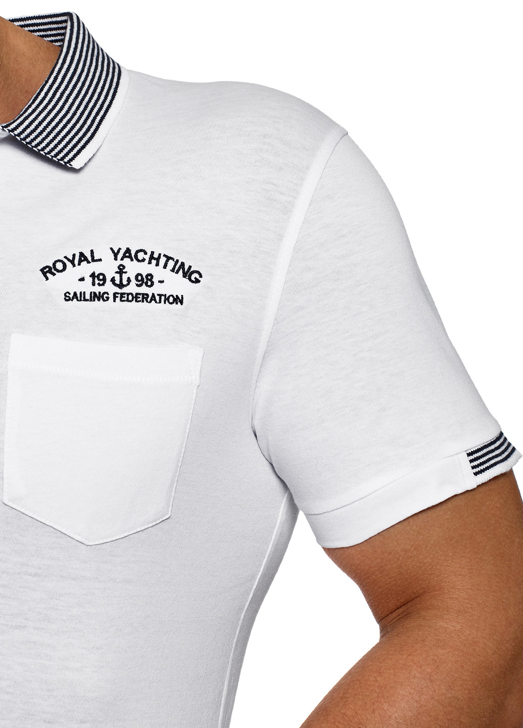 Белая футболка-поло для мужчин Oodji с надписью