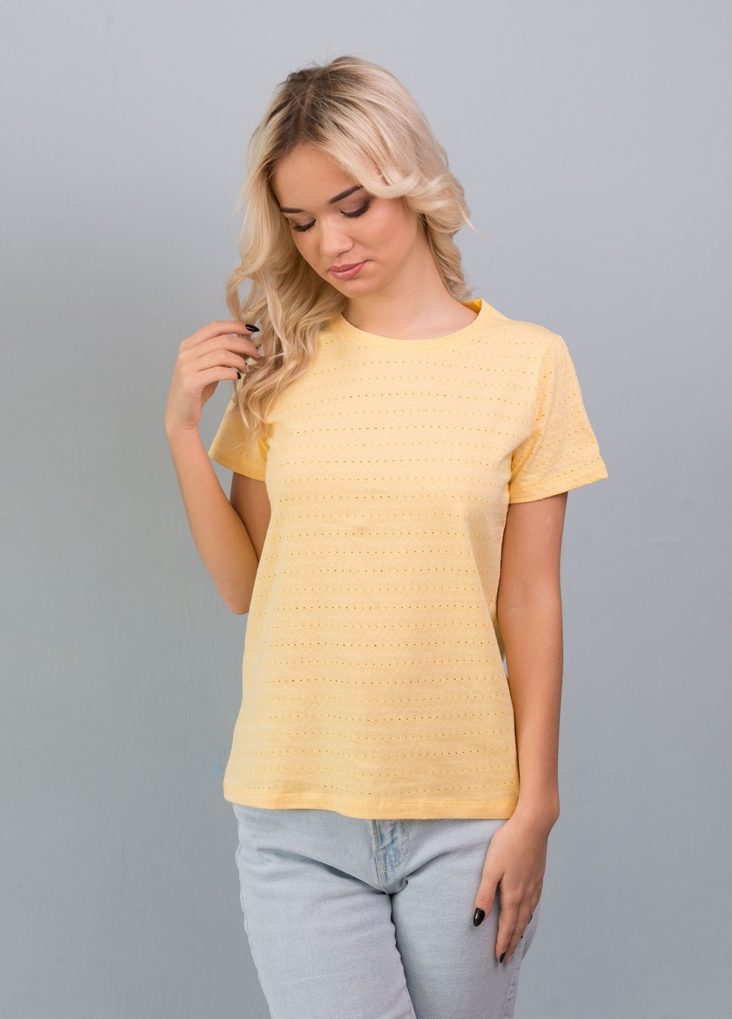 Желтая всесезон футболка женская Наталюкс 87-2326