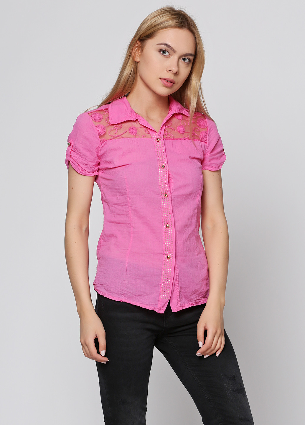Розовая кэжуал рубашка однотонная Mezzo