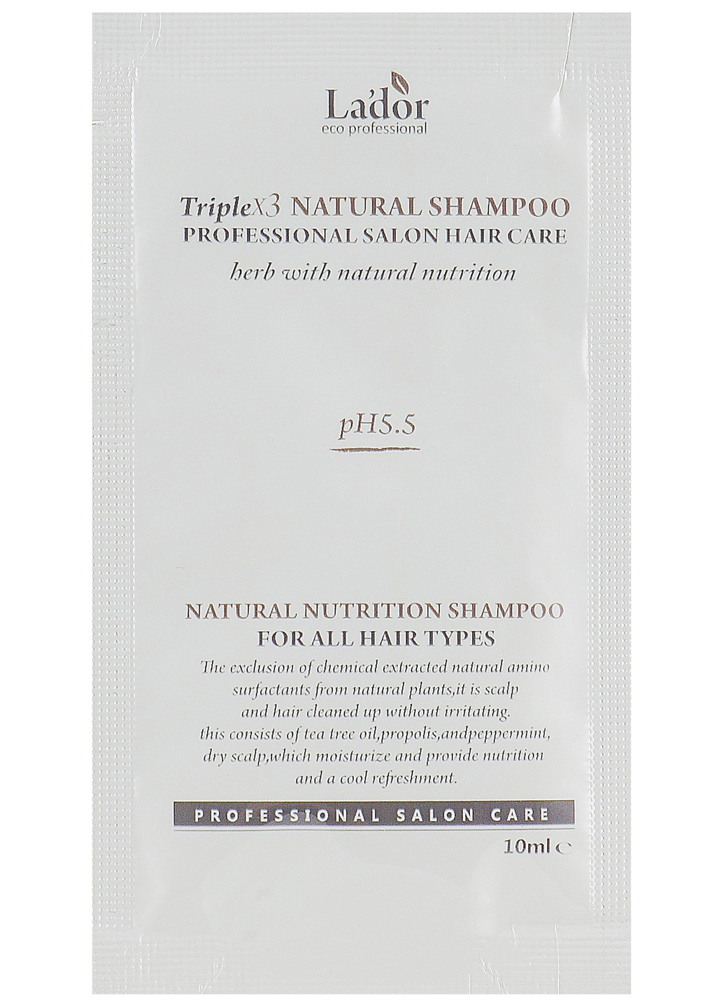 Бессульфатный органический шампунь Triplex Natural Shampoo (пробник) 10 мл La'dor (222962957)