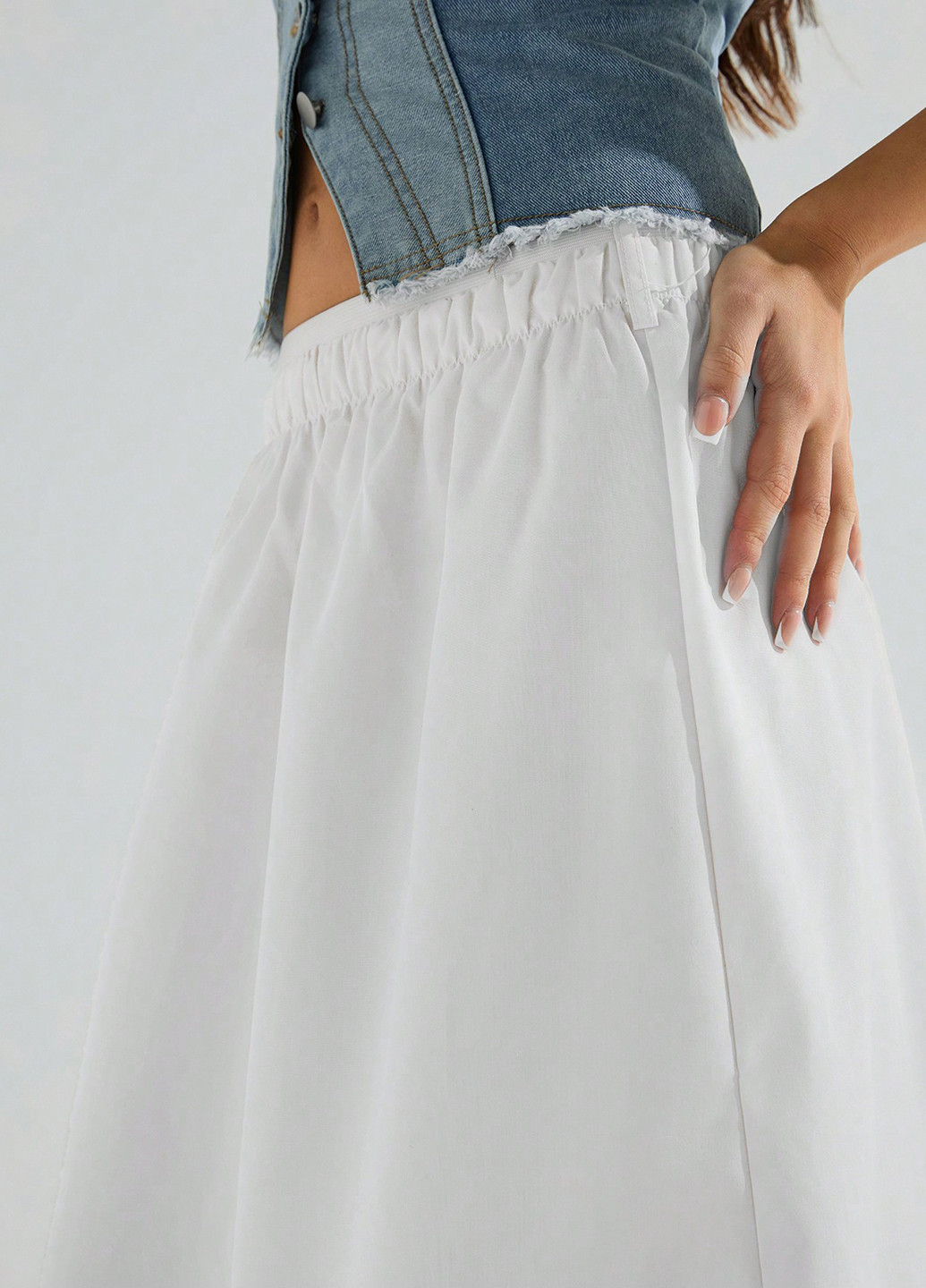 Кремовая кэжуал однотонная юбка SHEIN