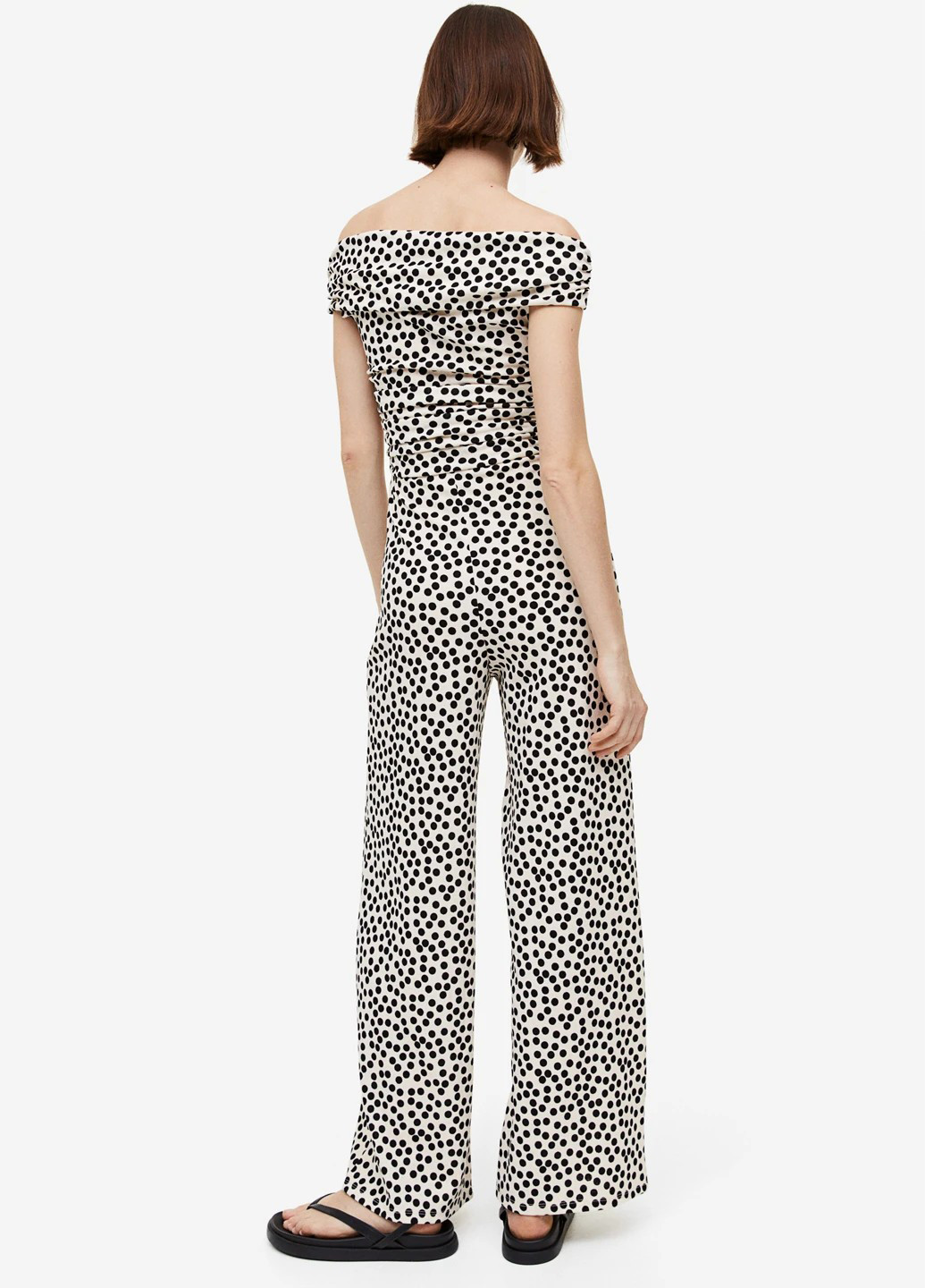 Комбінезон H&M комбінезон-брюки горошок кремовий кежуал поліестер