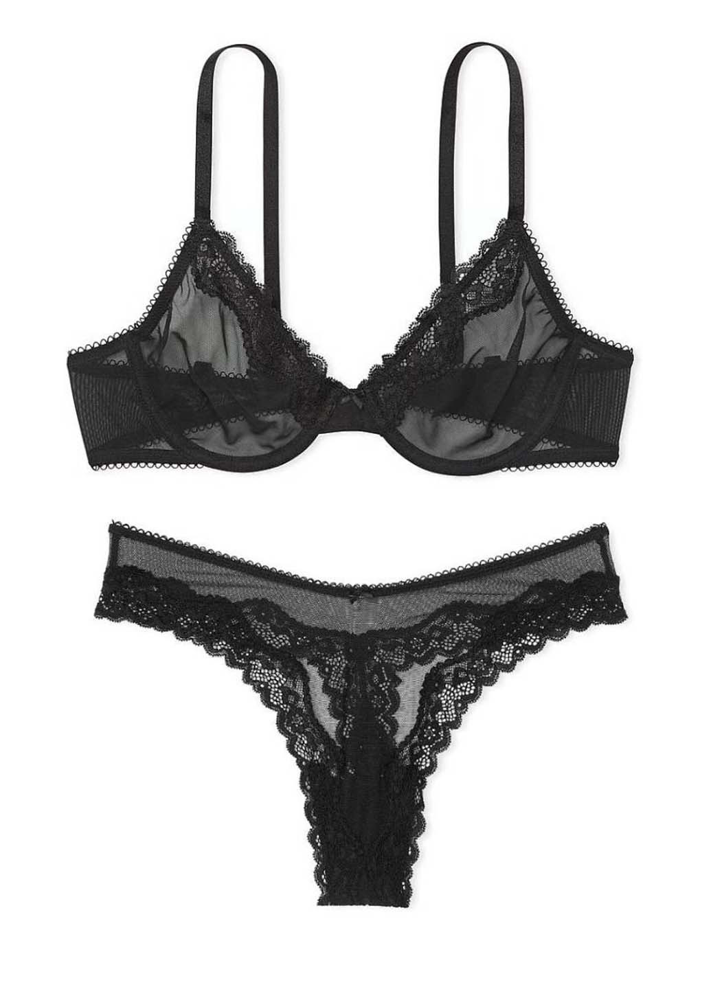 Черный демисезонный комплект (бюстгальтер, трусики) Victoria's Secret