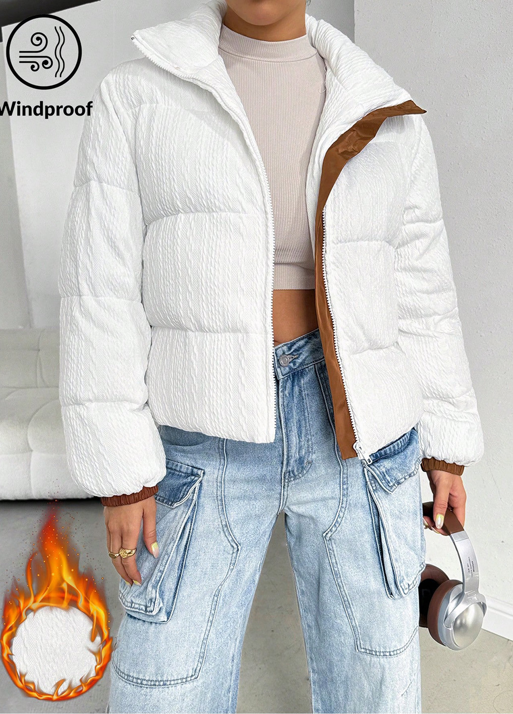 Белая зимняя куртка SHEIN