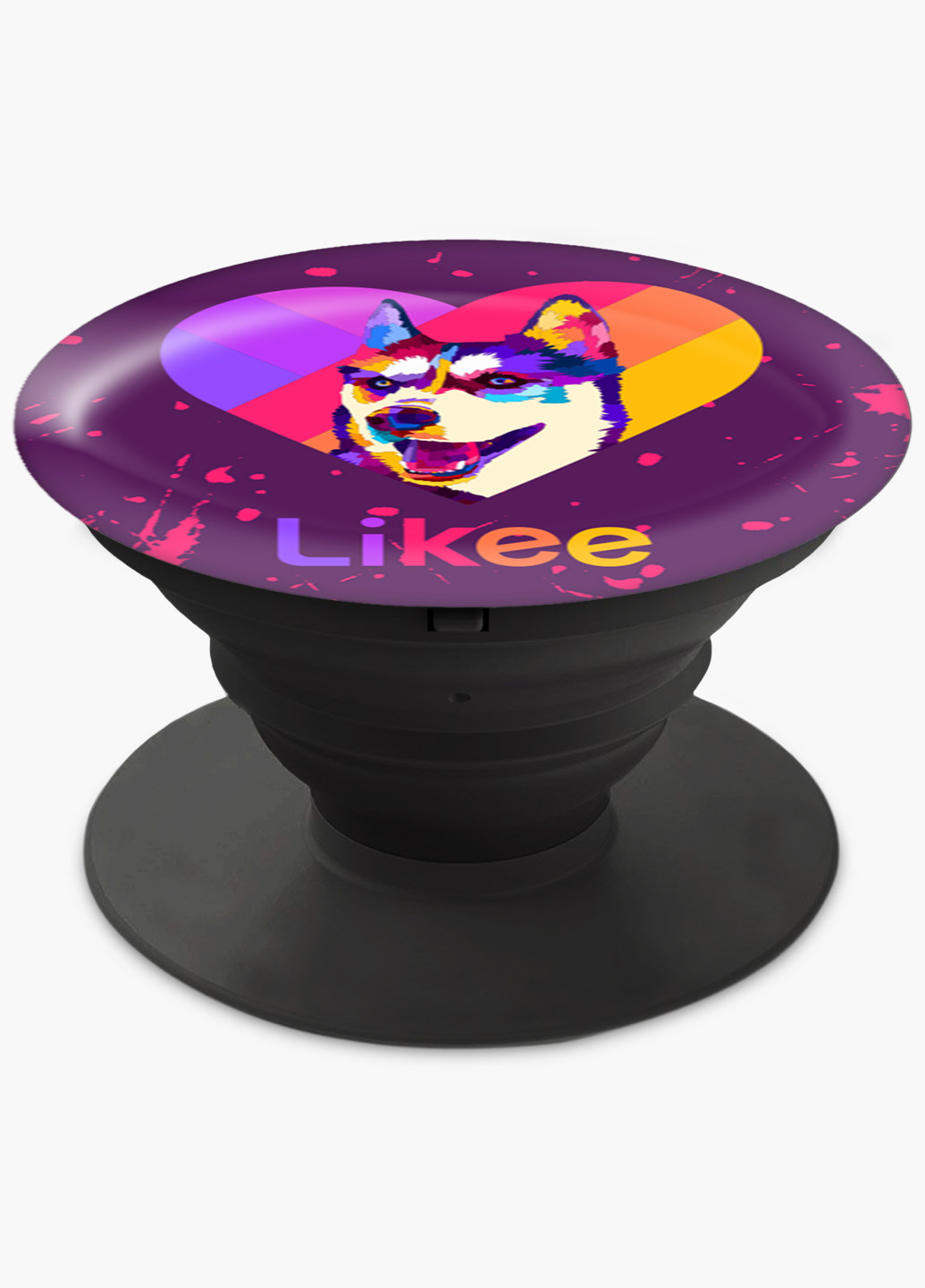 Попсокет (Popsockets) тримач для смартфону Лайк Лайка (Likee) (8754-1598) Чорний MobiPrint (216748410)