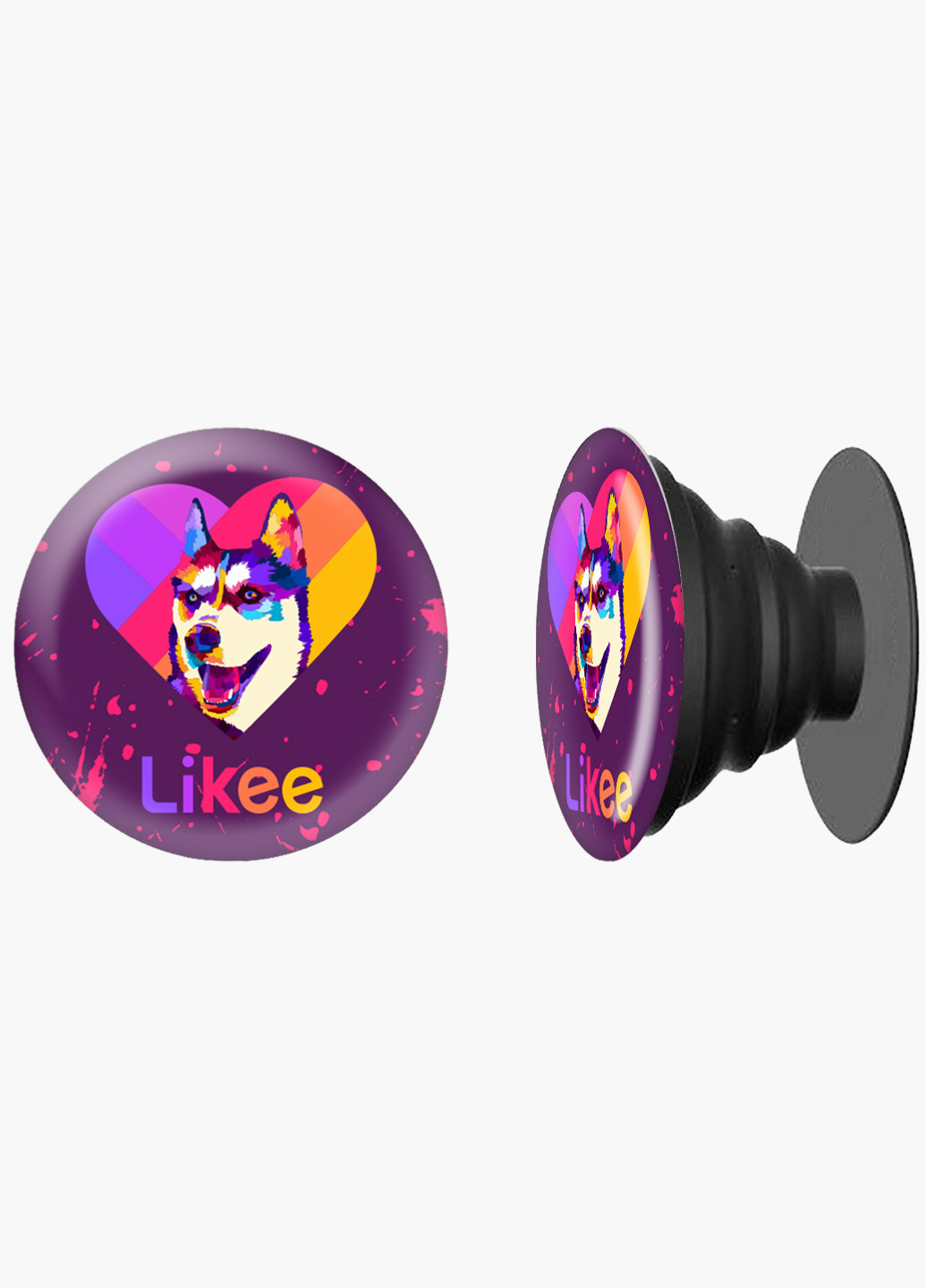 Попсокет (Popsockets) тримач для смартфону Лайк Лайка (Likee) (8754-1598) Чорний MobiPrint (216748410)