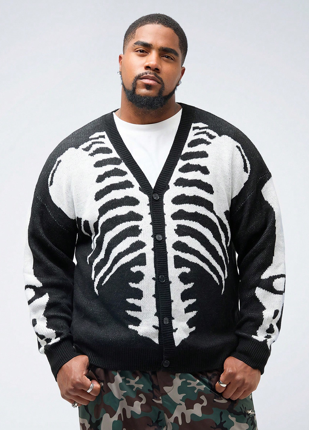 Черно-белый демисезонный кардиган SHEIN