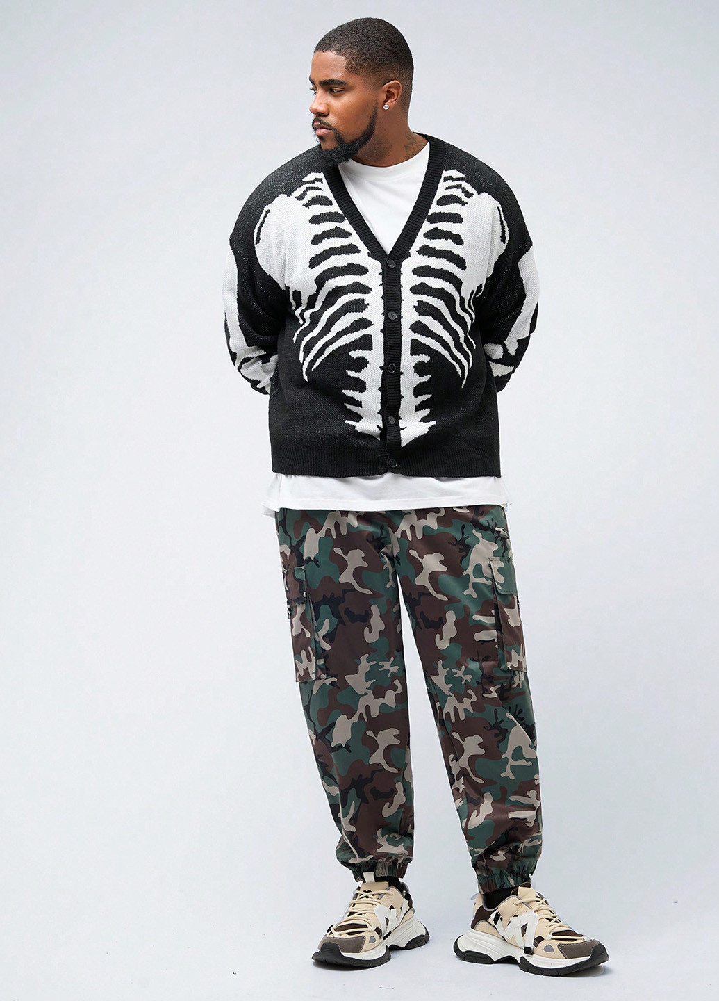 Черно-белый демисезонный кардиган SHEIN