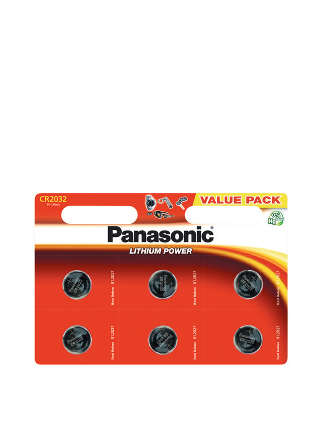 Батарейка Panasonic CR 2032 BLI 6 LITHIUM (CR-2032EL/6B) серебристые