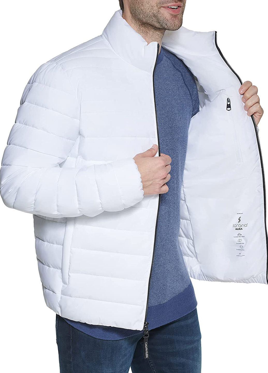 Белая демисезонная куртка Calvin Klein