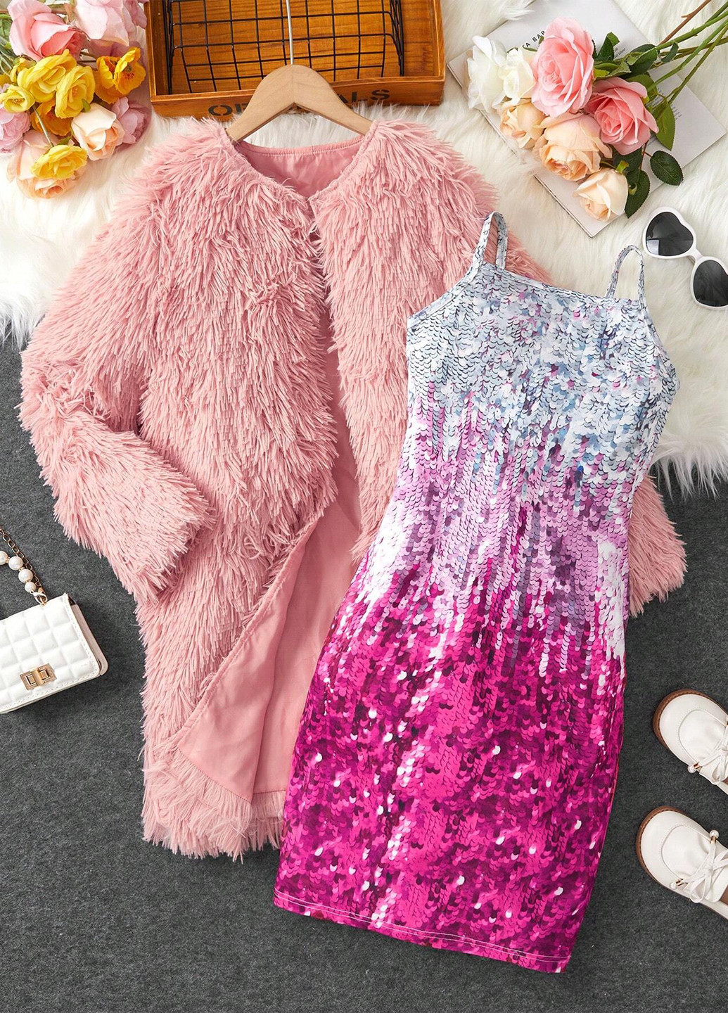 Комбінований демісезонний костюм (плаття, кардиган) з сукнею SHEIN