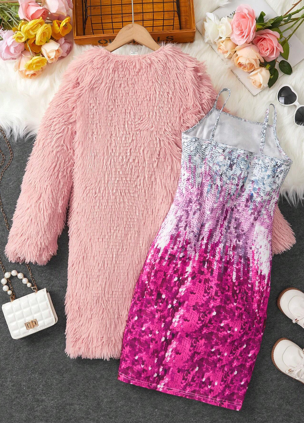 Комбінований демісезонний костюм (плаття, кардиган) з сукнею SHEIN