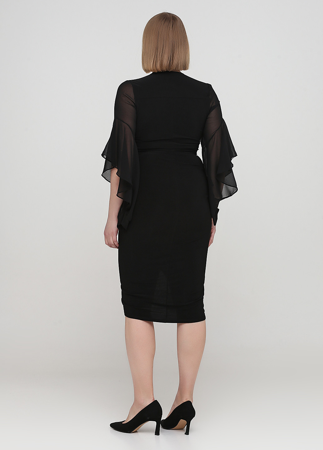Черное кэжуал платье футляр Oma Farho однотонное