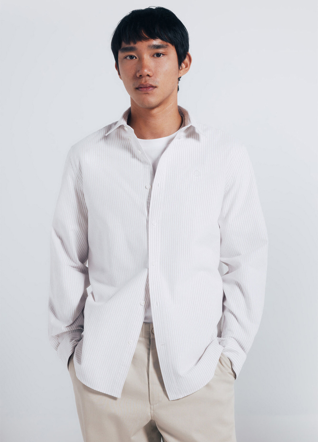 Светло-бежевая классическая, кэжуал рубашка в полоску Springfield