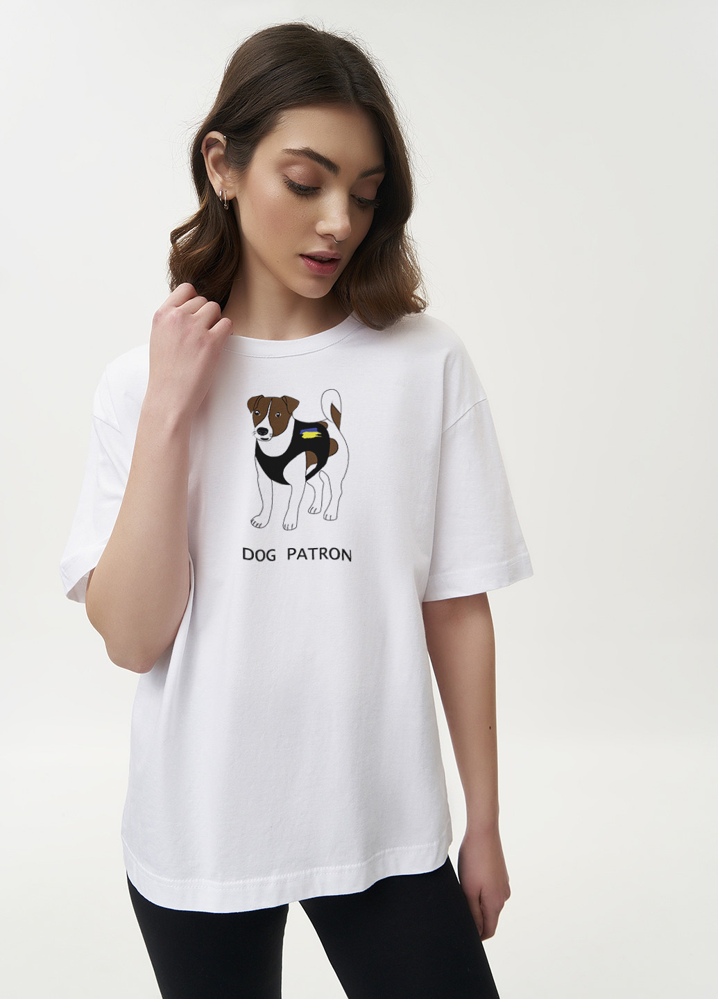 Біла літня футболка жіноча оверсайз dog patron KASTA design