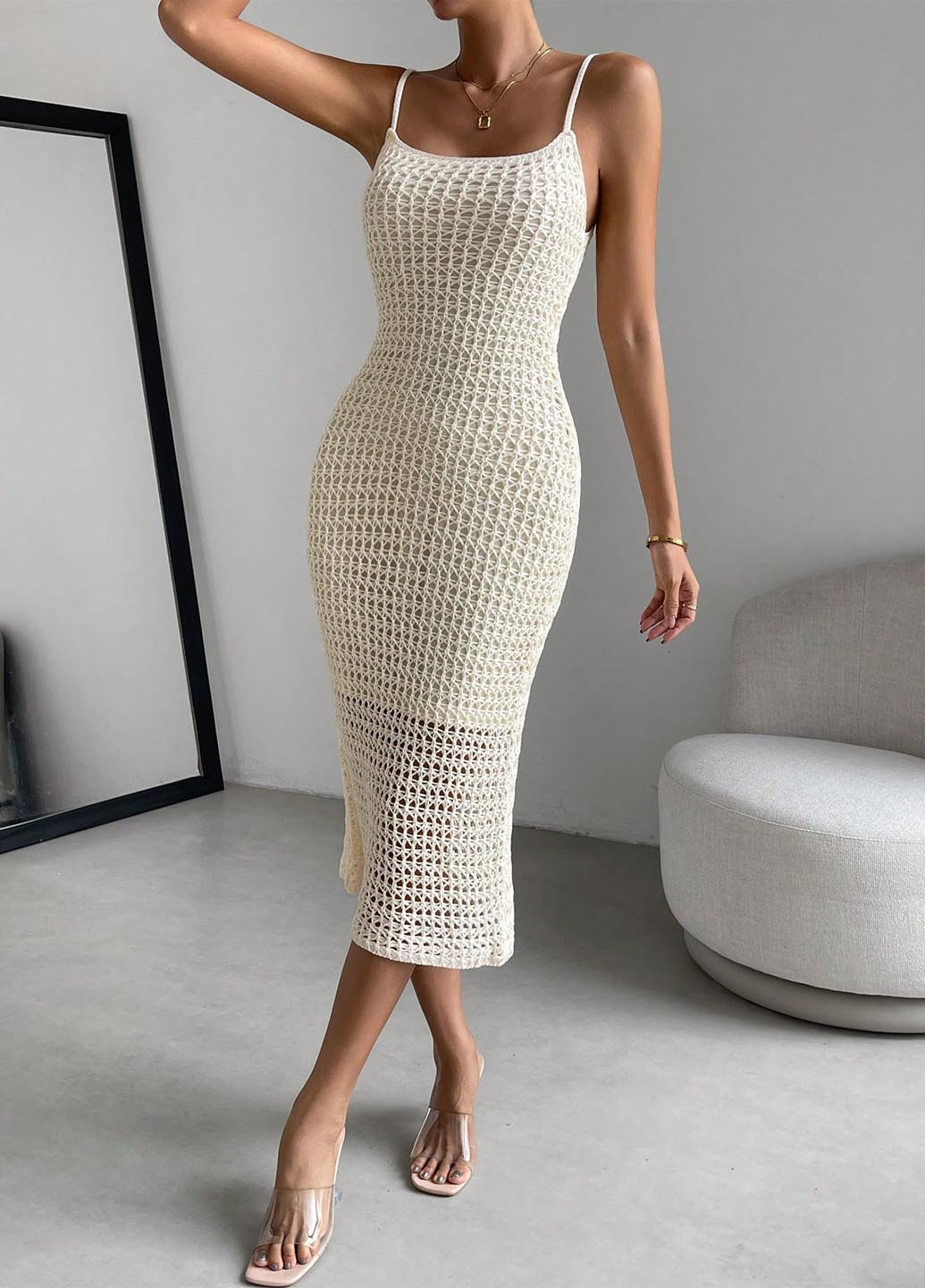 Молочна кежуал сукня силуетна SHEIN однотонна