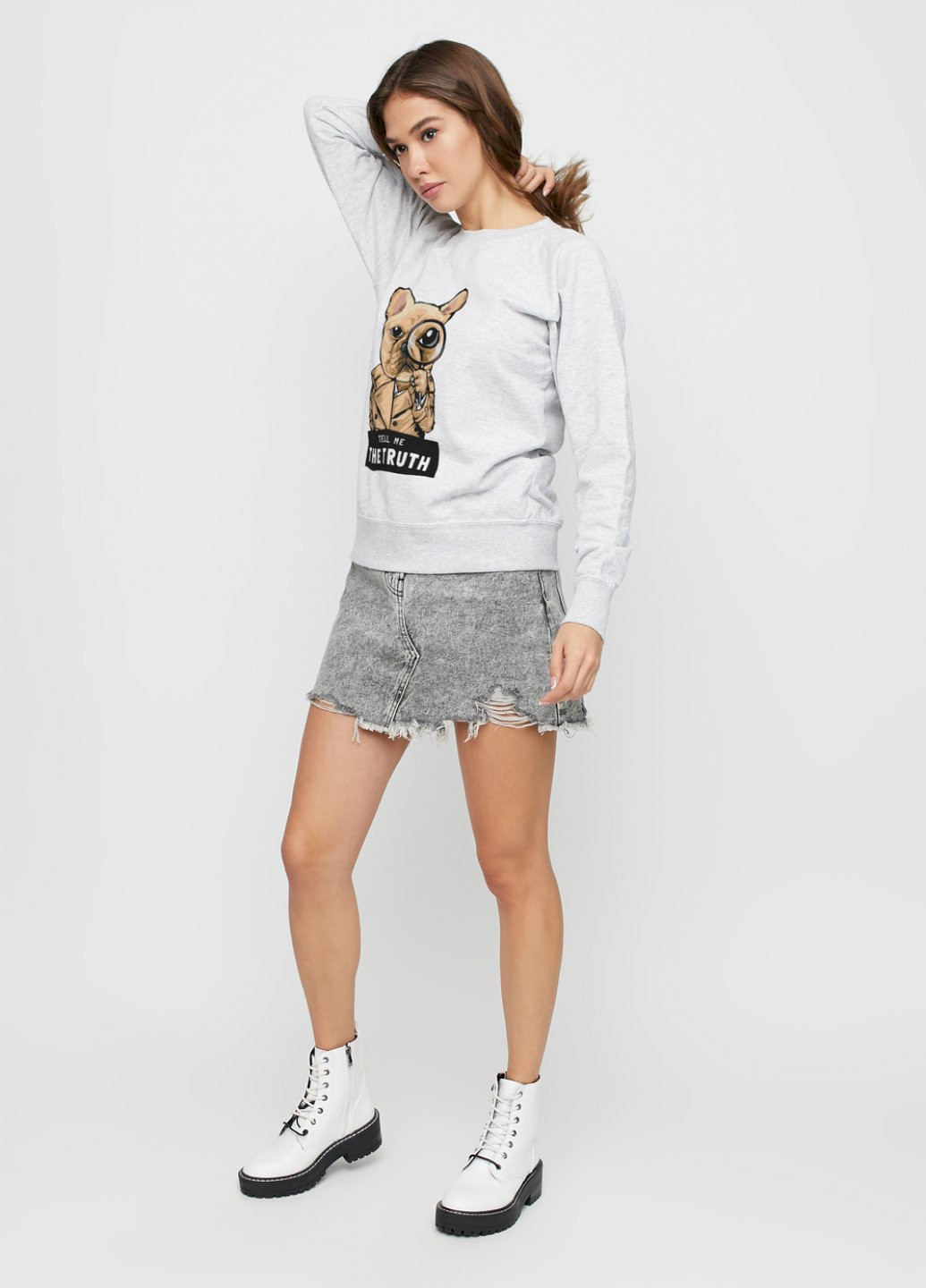 Сірий світшот жіночий /no flis/ YAPPI малюнок (251467751)