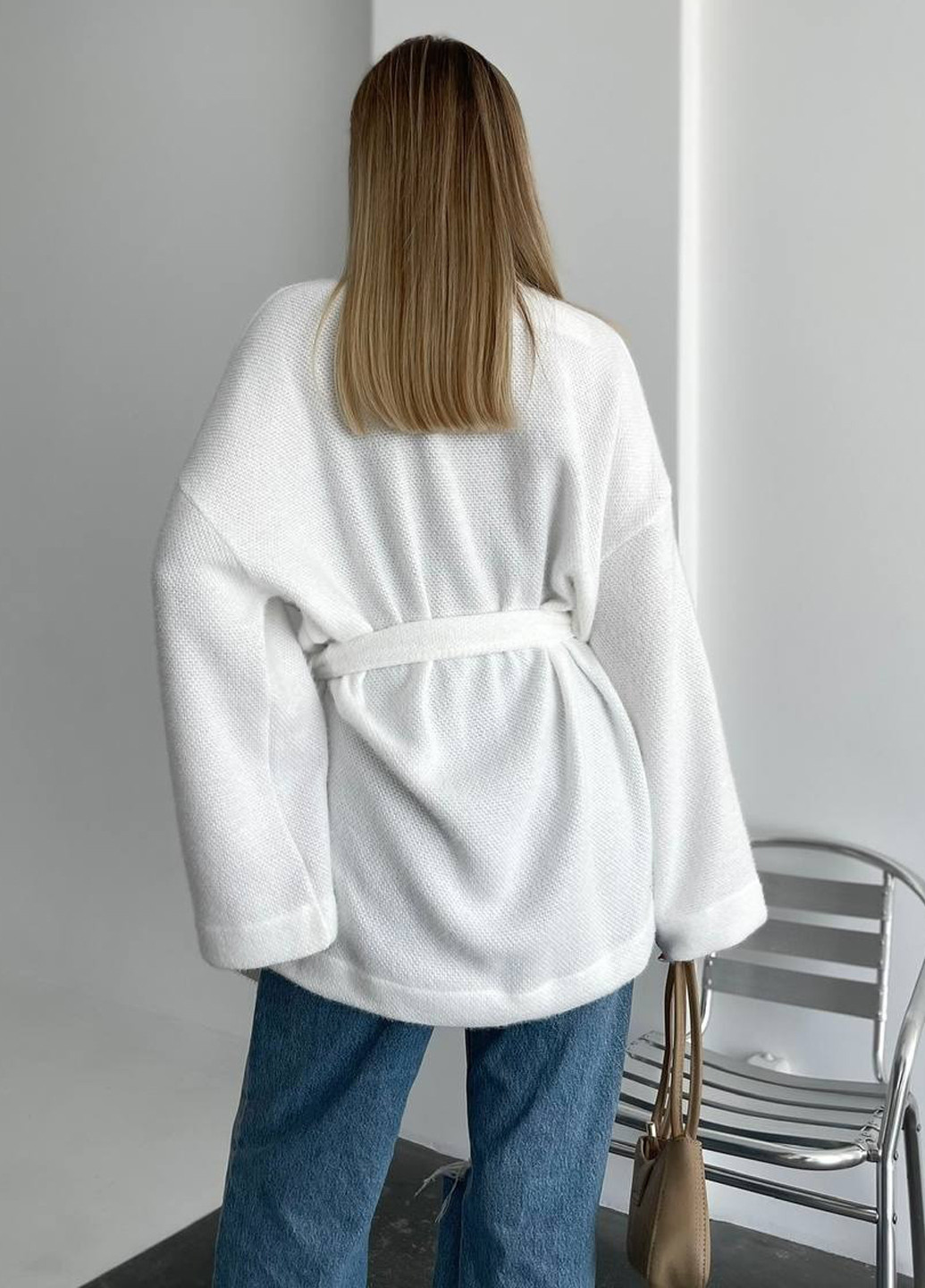 Белый демисезонный кардиган No Brand