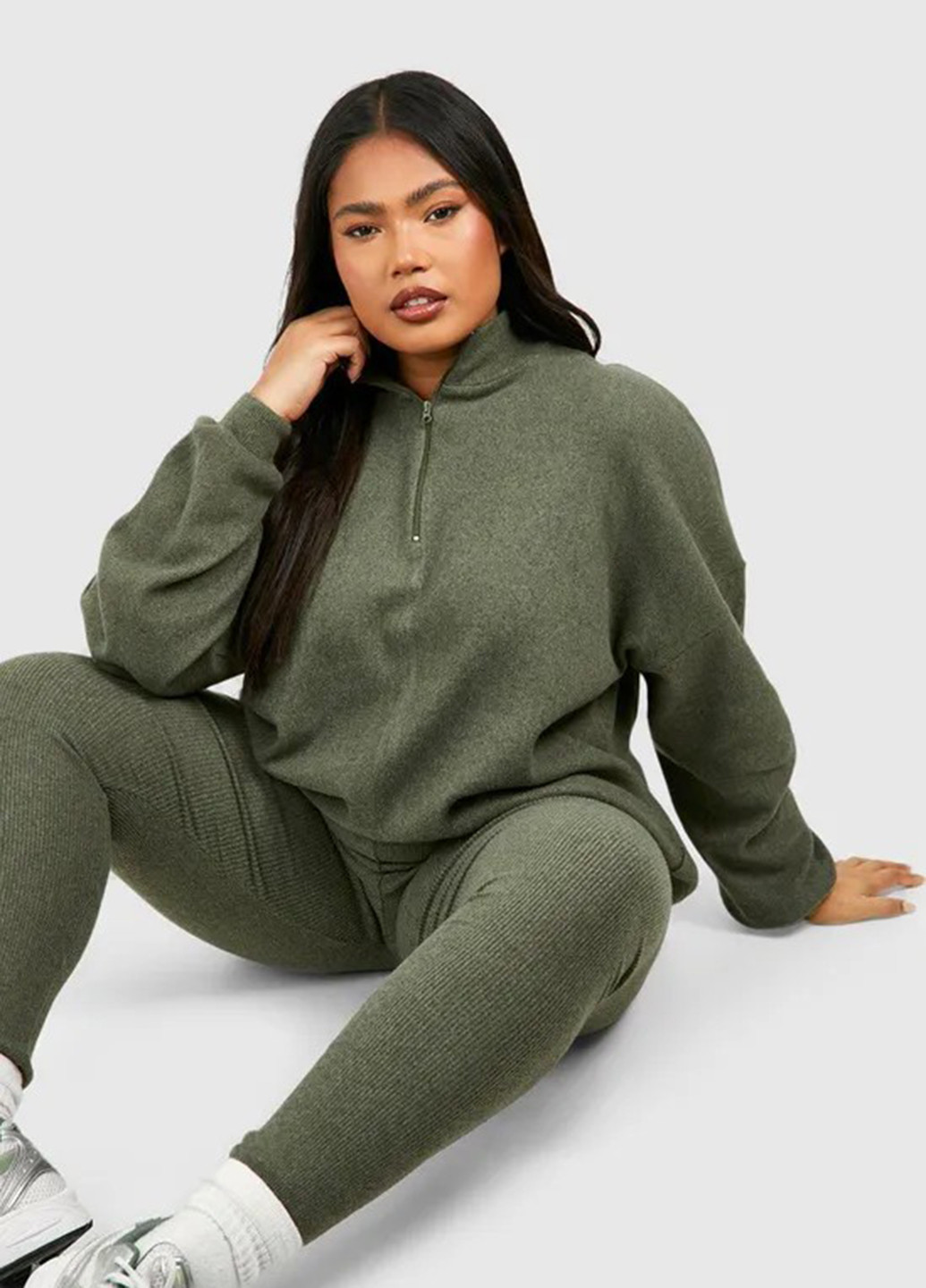 Хаки демисезонные леггинсы Boohoo