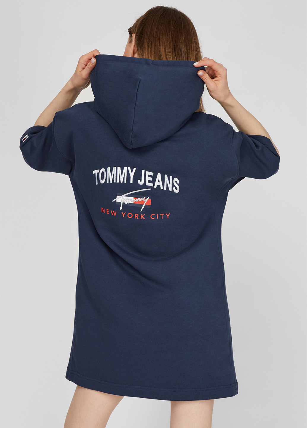 Темно-синее кэжуал платье платье-худи Tommy Hilfiger с логотипом