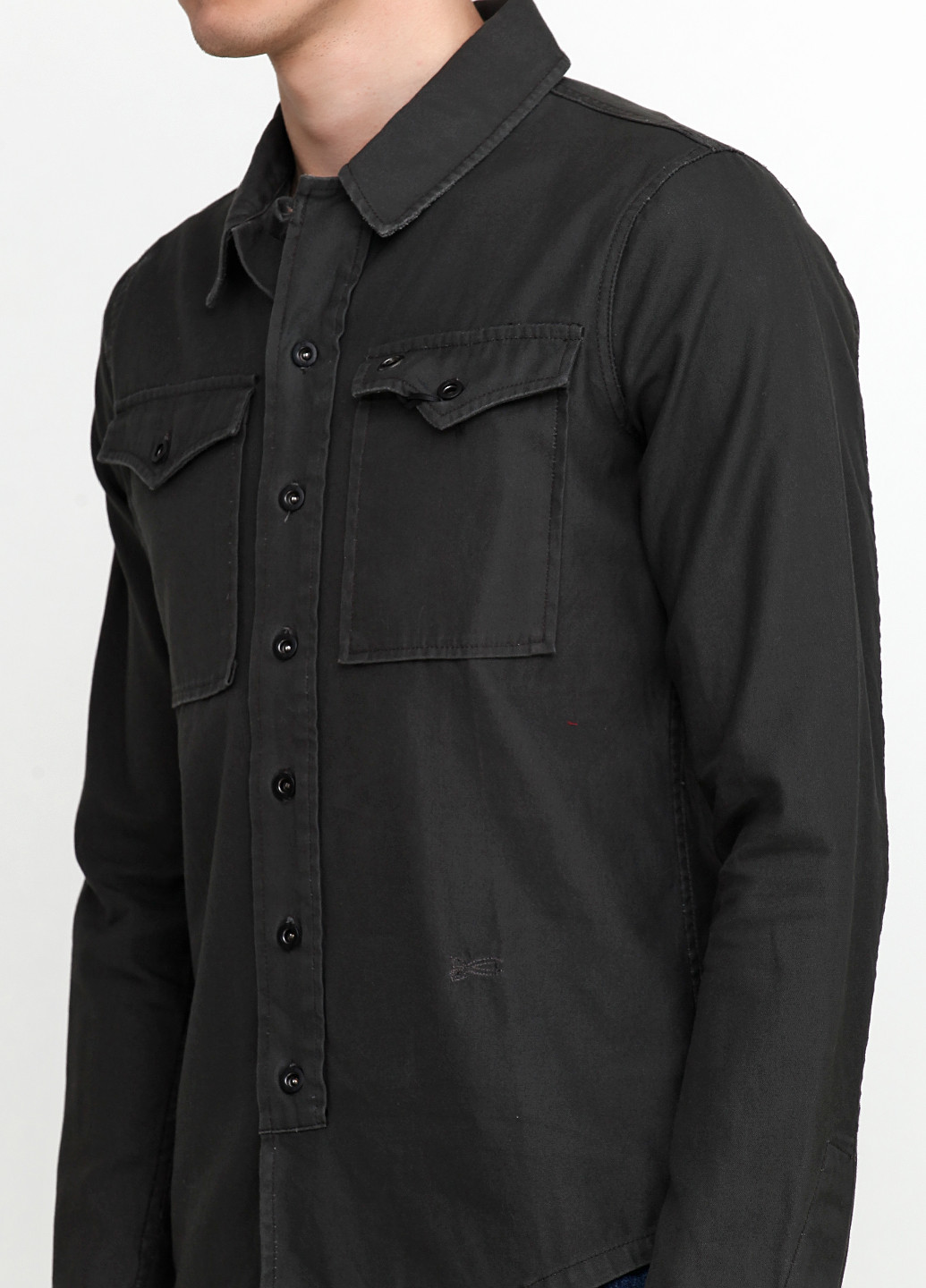Темно-серая кэжуал рубашка однотонная Denham с длинным рукавом