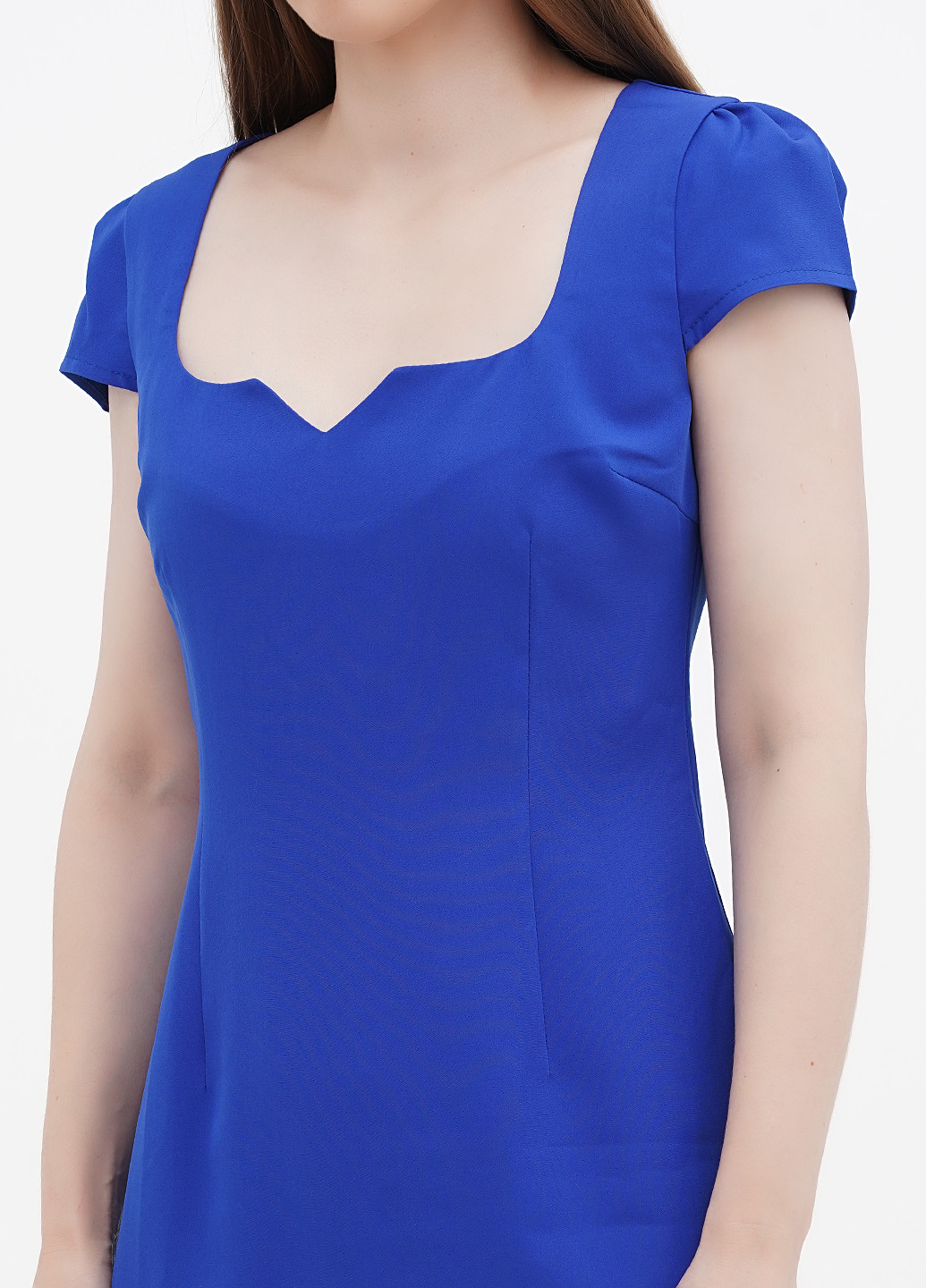 Синее кэжуал платье футляр Victoria Loks однотонное