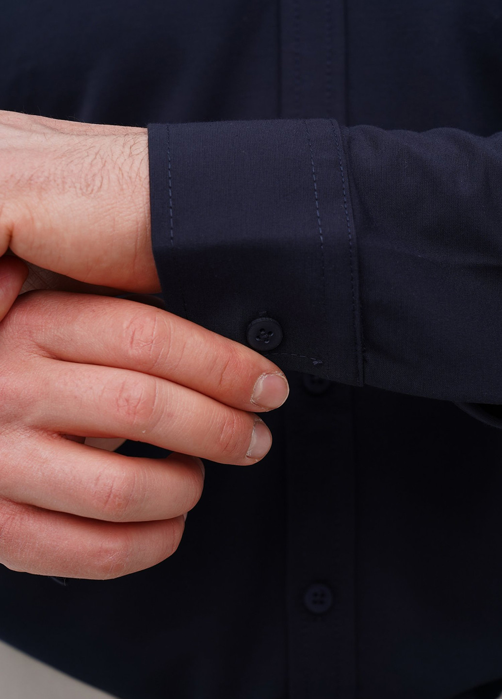 Темно-синяя кэжуал, классическая рубашка однотонная Trend Collection