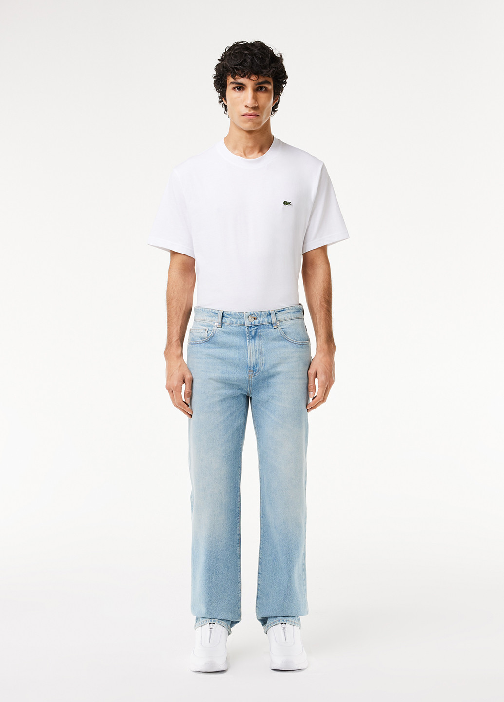 Голубые демисезонные прямые джинсы Lacoste