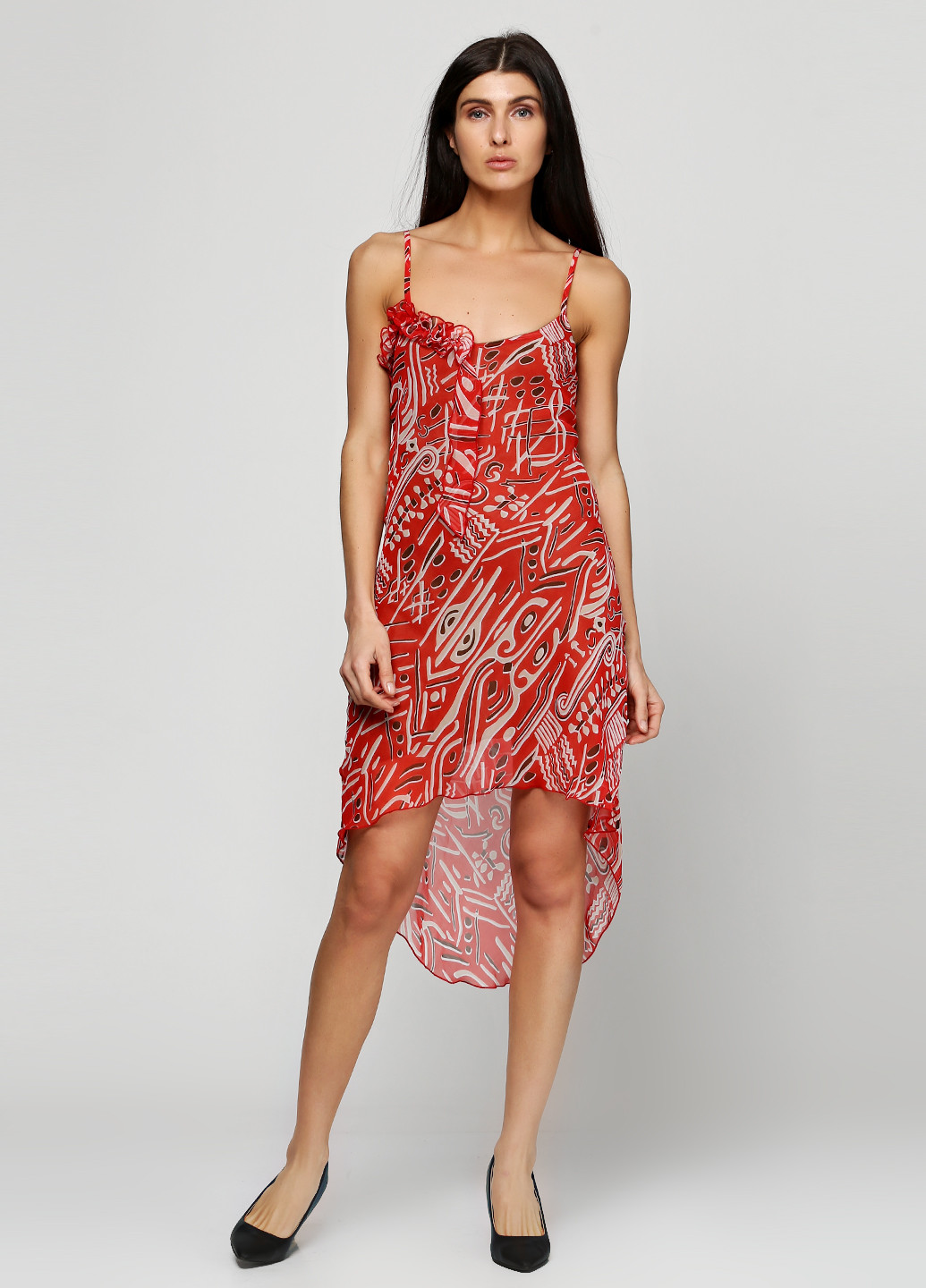 Красное кэжуал платье Maidoma с абстрактным узором