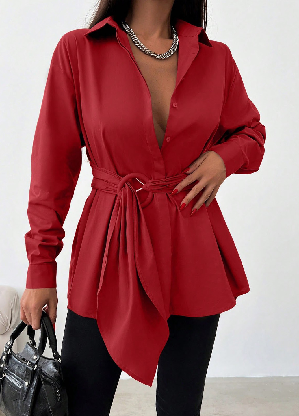 Бордовая блуза SHEIN