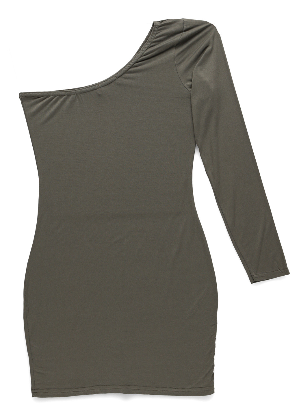 Оливкова (хакі) коктейльна сукня на одне плече PrettyLittleThing однотонна