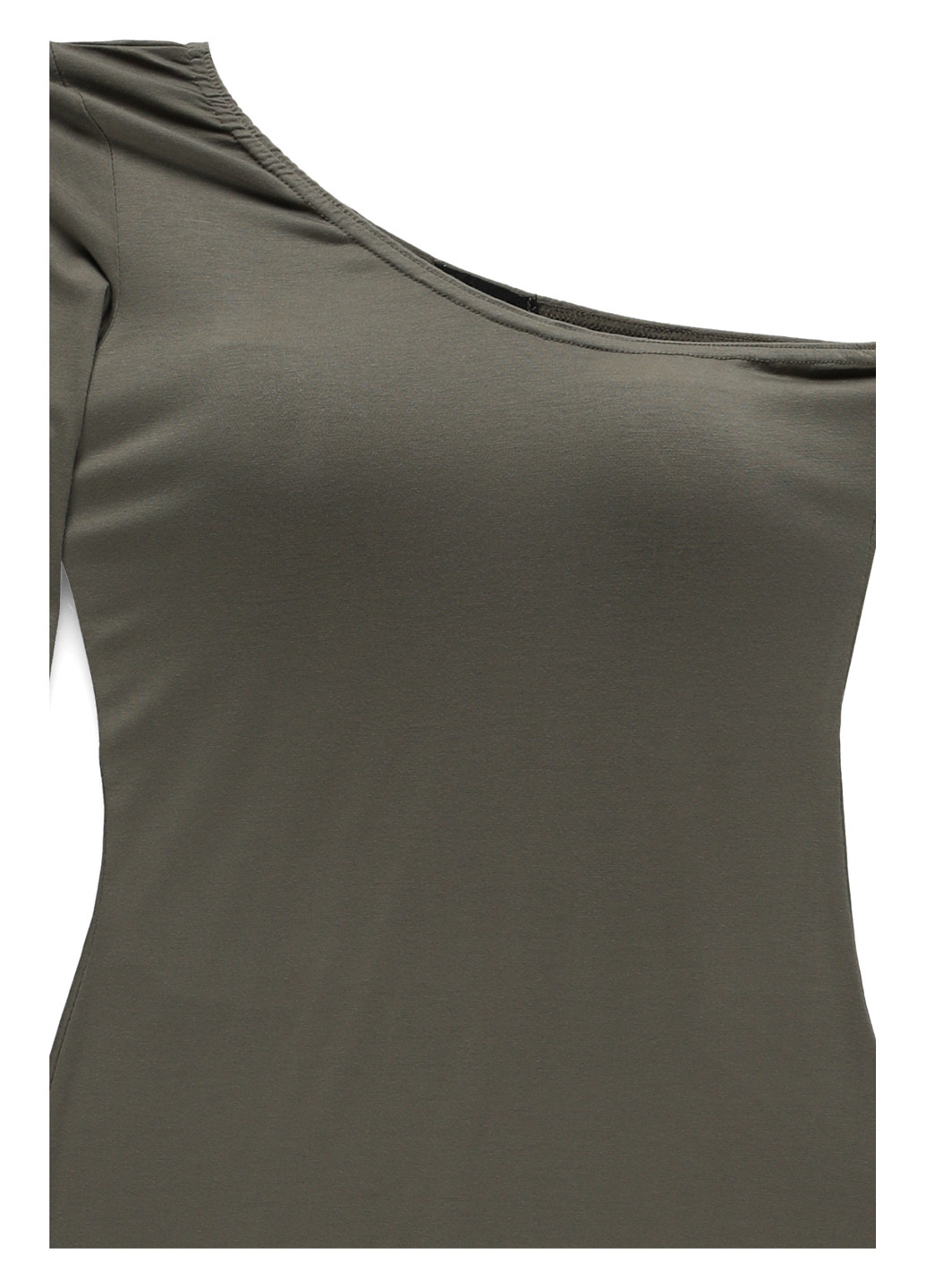 Оливкова (хакі) коктейльна сукня на одне плече PrettyLittleThing однотонна