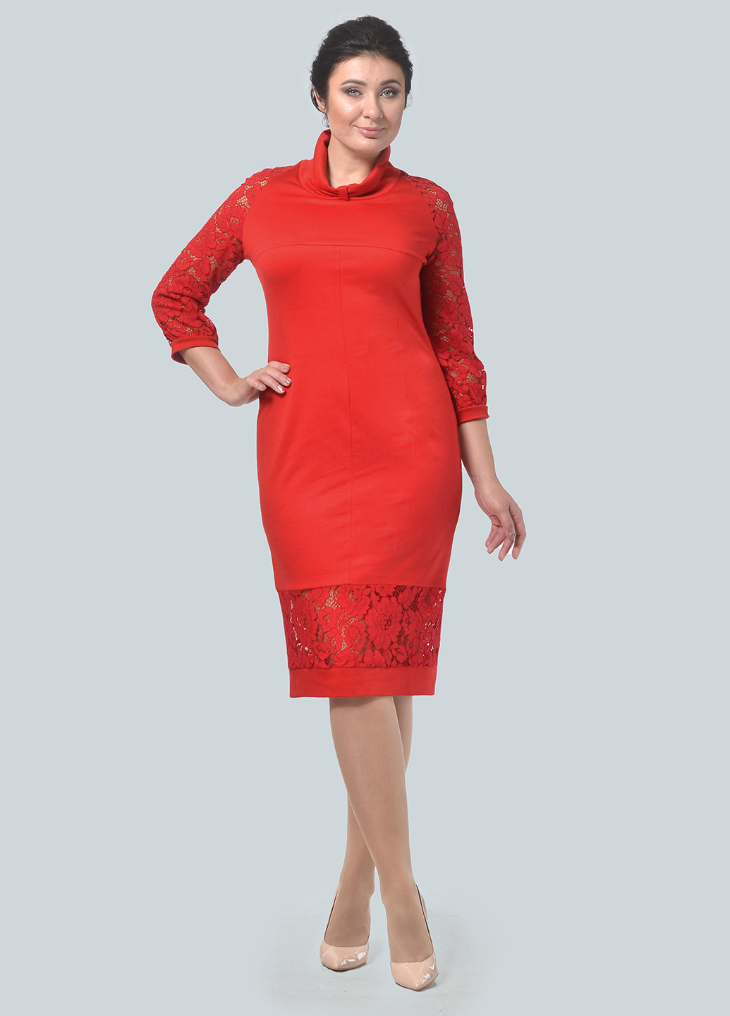 Терракотовое кэжуал платье платье-свитер Alika Kruss с цветочным принтом