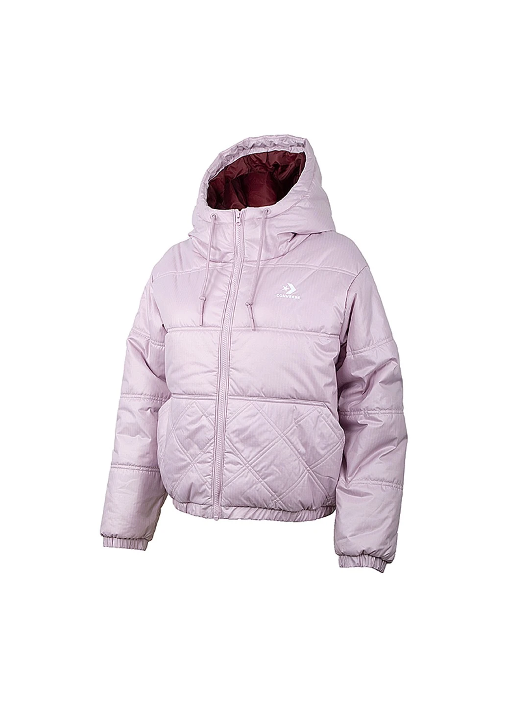 Рожева демісезонна куртка embroidered star chevron short puffer jacket Converse