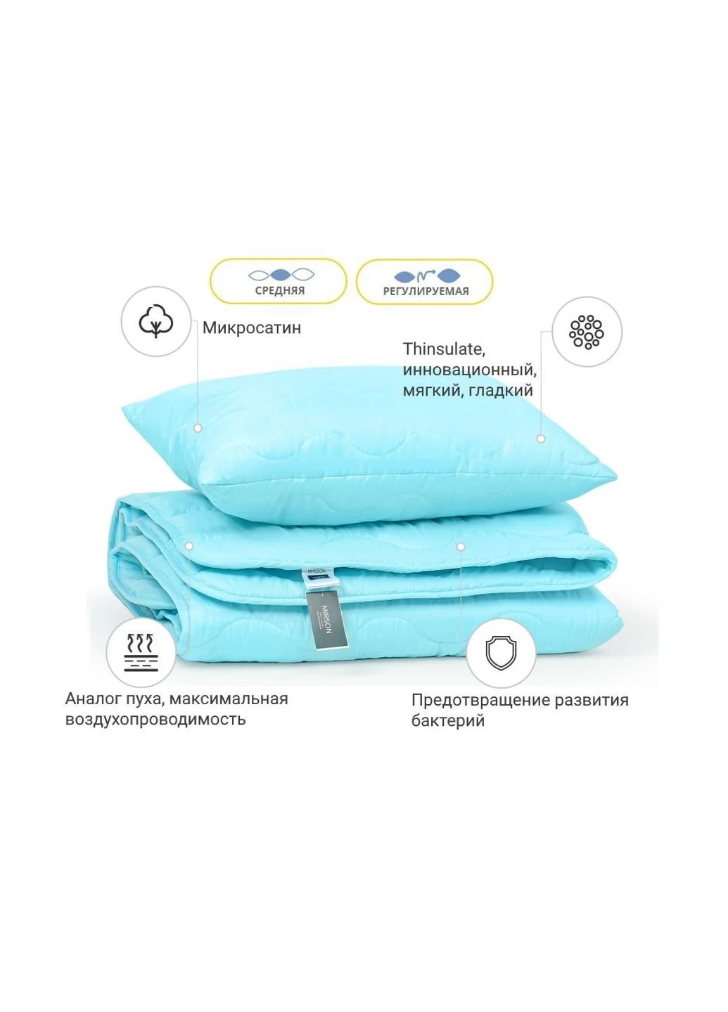 Одеяло Набор 3M Thinsulate Всесезонный 1664 Eco Light Blue Одеяло + (2200002657341) Mirson (254079265)