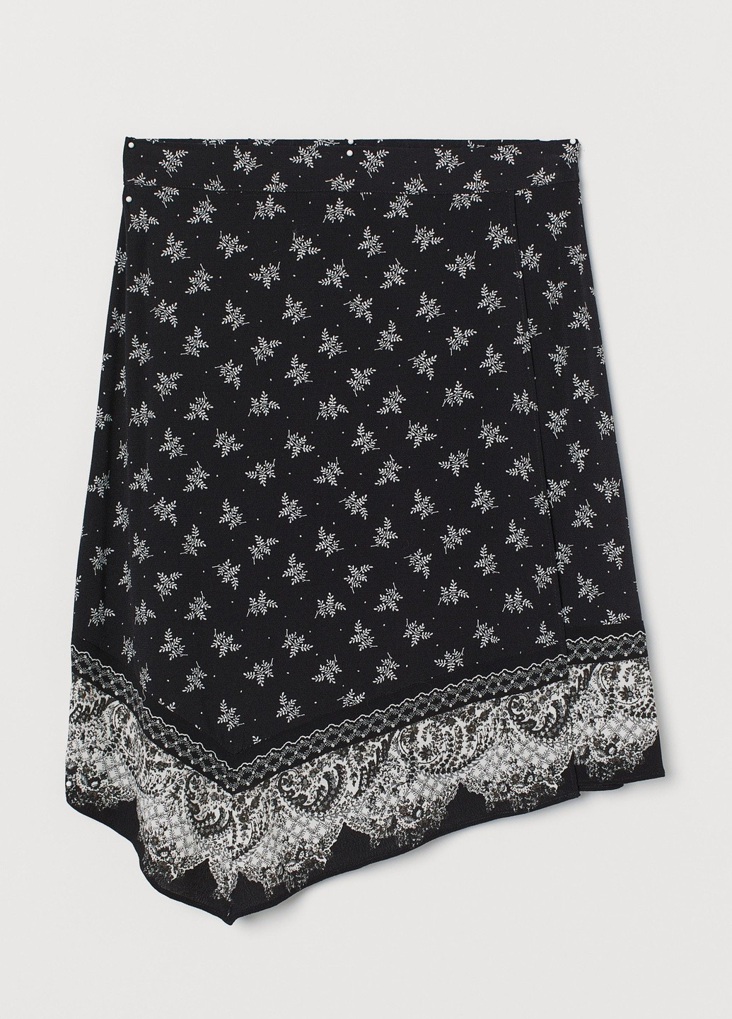 Черно-белая кэжуал цветочной расцветки юбка H&M