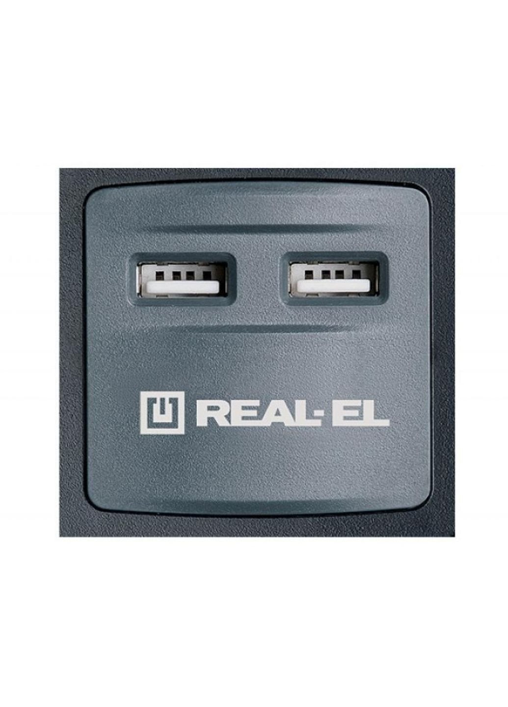 Фільтр живлення RS-8F USB CHARGE 3m, black (EL122300004) Real-El (251409651)