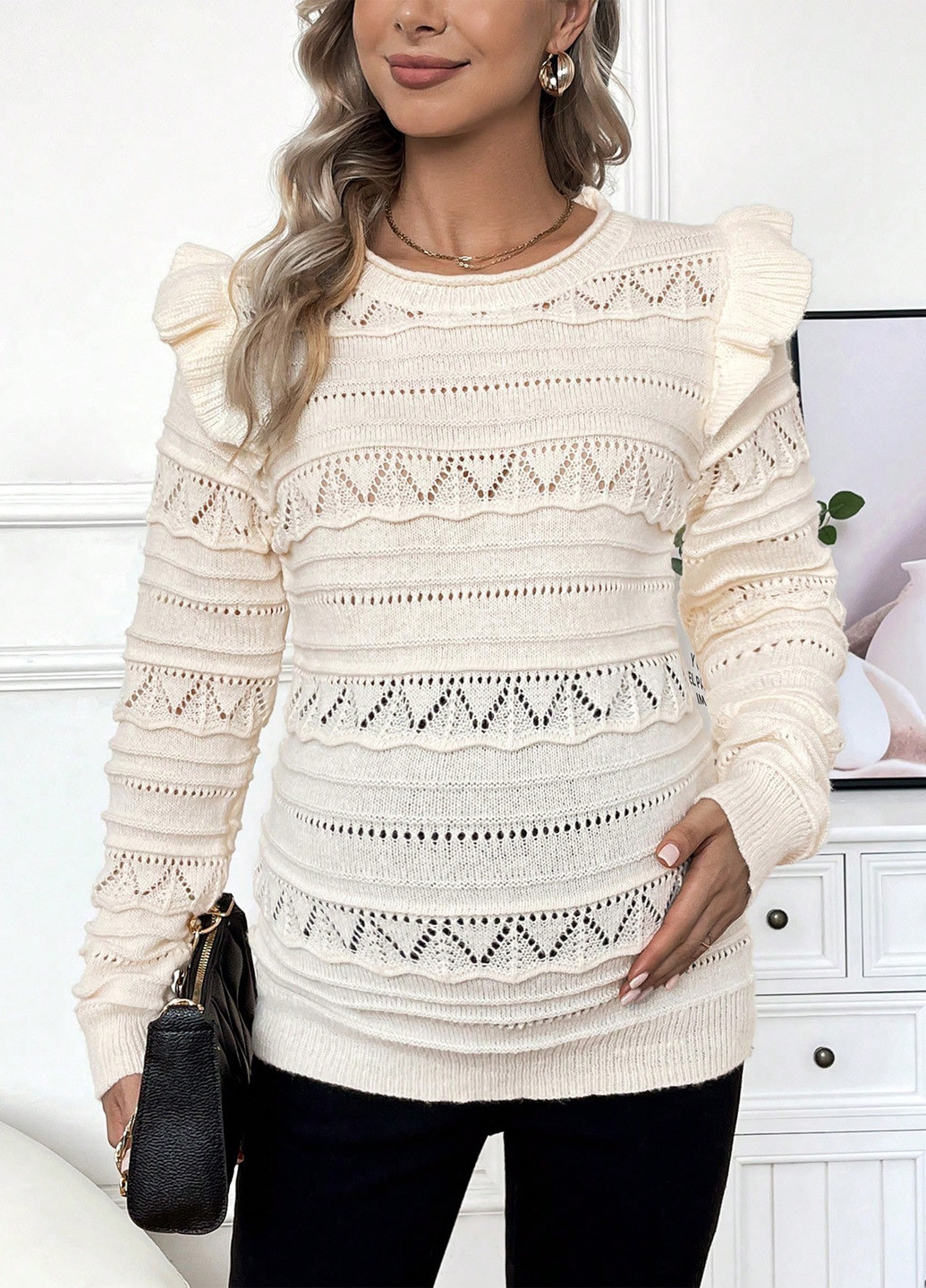 Молочный демисезонный свитер для беременных джемпер SHEIN