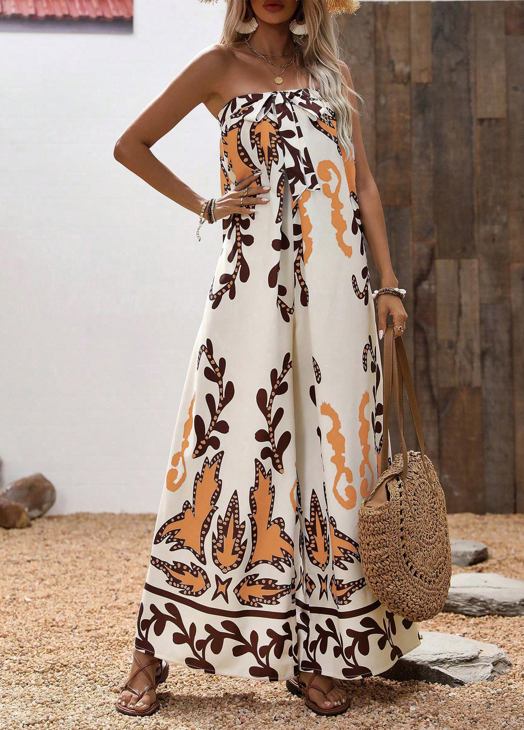 Комбінезон SHEIN комбінезон-брюки орнамент комбінований кежуал поліестер