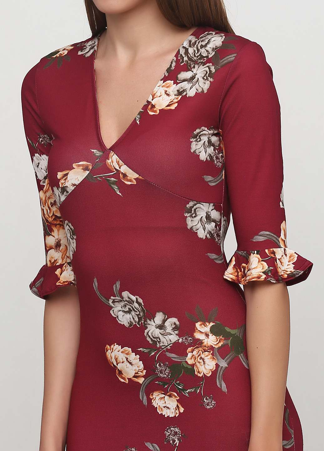 Бордовое кэжуал платье Missguided с цветочным принтом