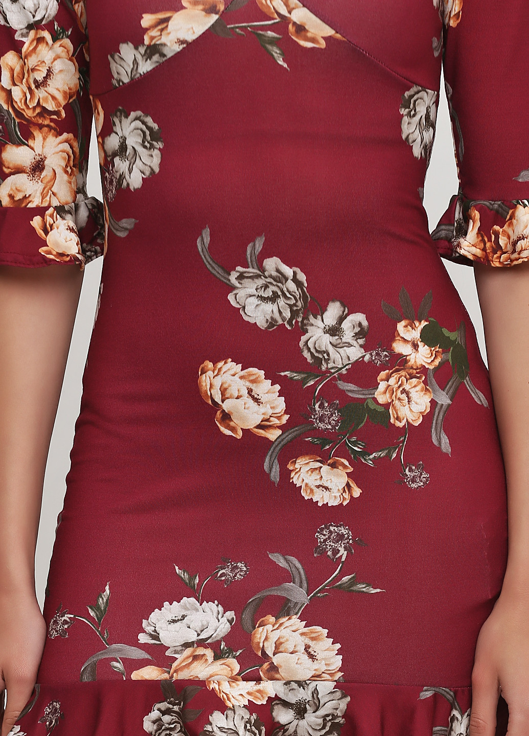 Бордовое кэжуал платье Missguided с цветочным принтом