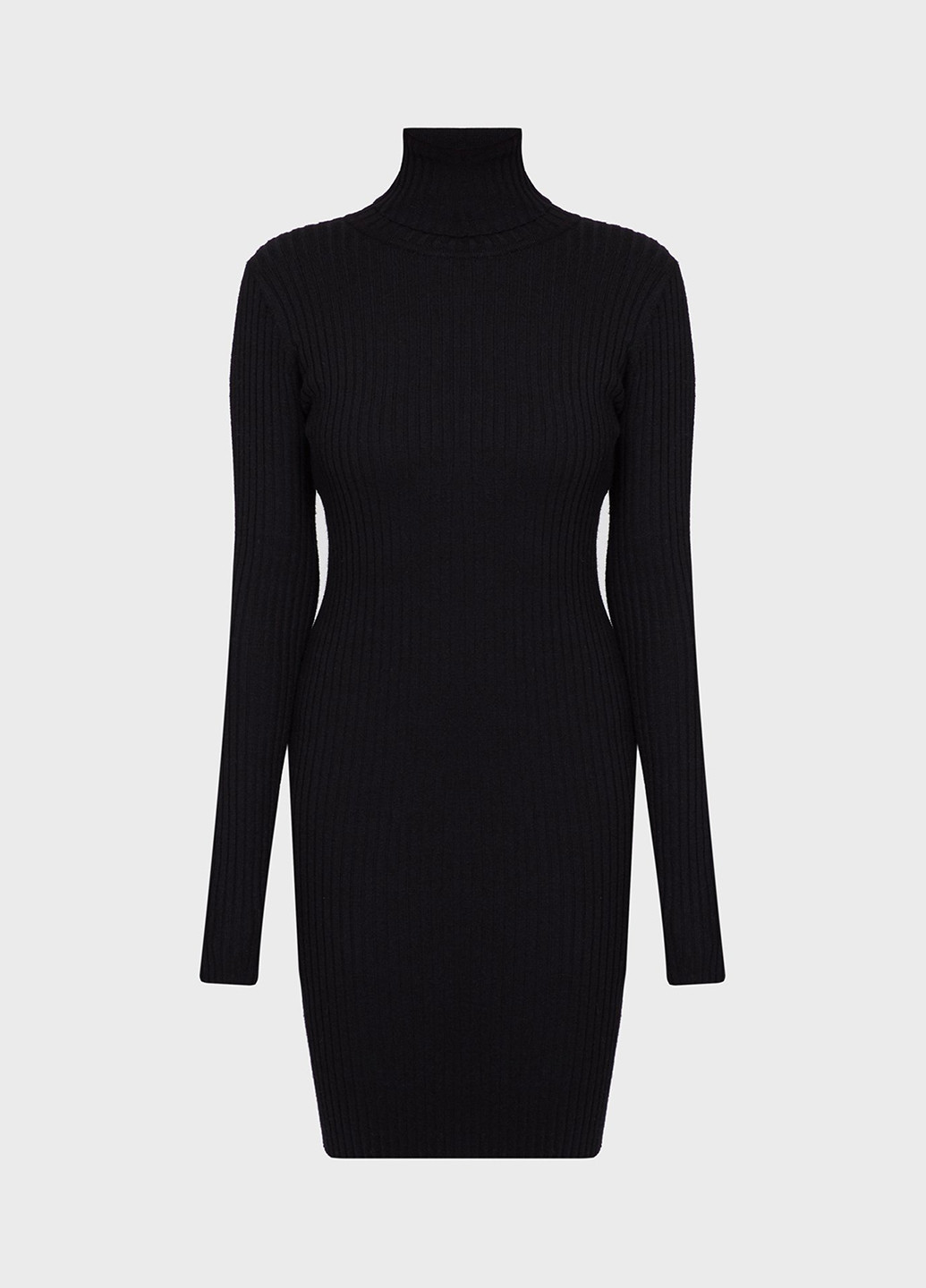 Черное кэжуал платье платье-свитер, платье-водолазка PRPY однотонное