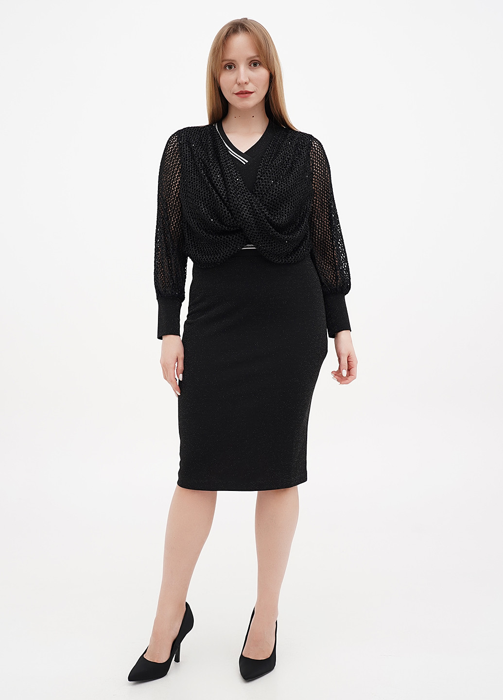 Чорна кежуал, вечірня сукня Sassofono однотонна