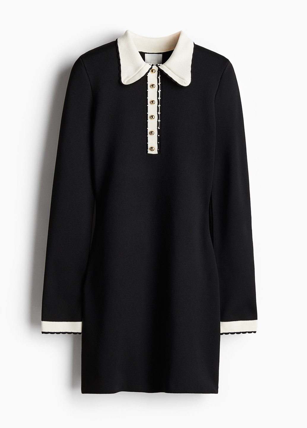 Черное кэжуал платье платье-свитер H&M колор блок