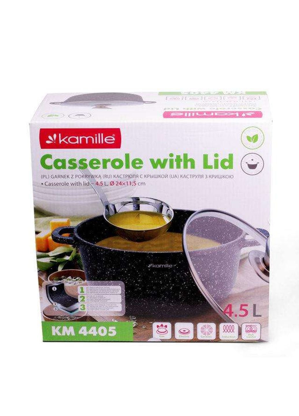 Каструля із литого алюмінію з антипригарним покриттям 4.5 л KM-4405 Kamille (253543184)