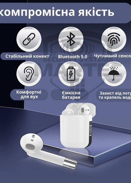 Бездротові навушники АР19 сенсорні Bluetooth навушники білі Martec (255452930)