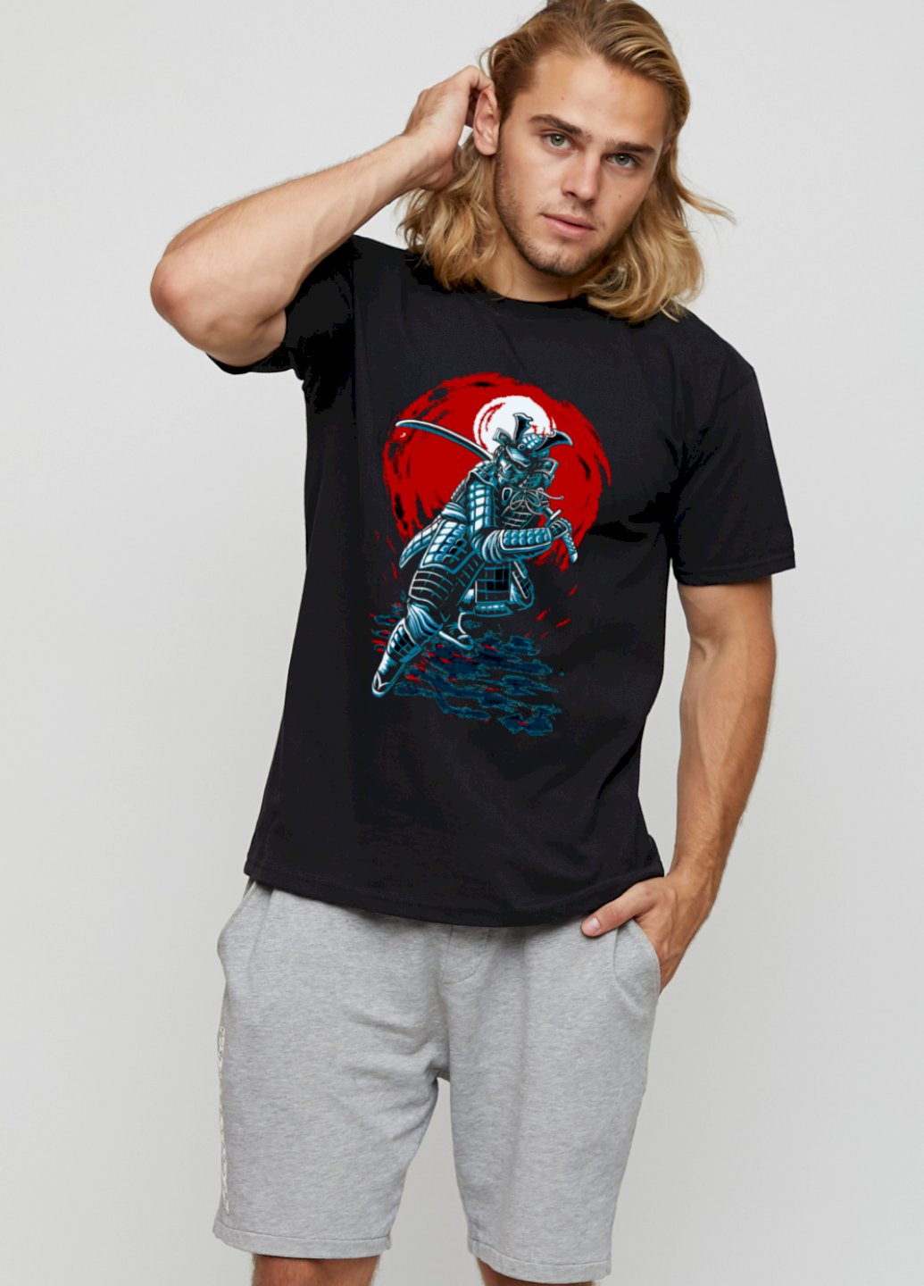 Чорна футболка чоловіча basic /air print/ YAPPI