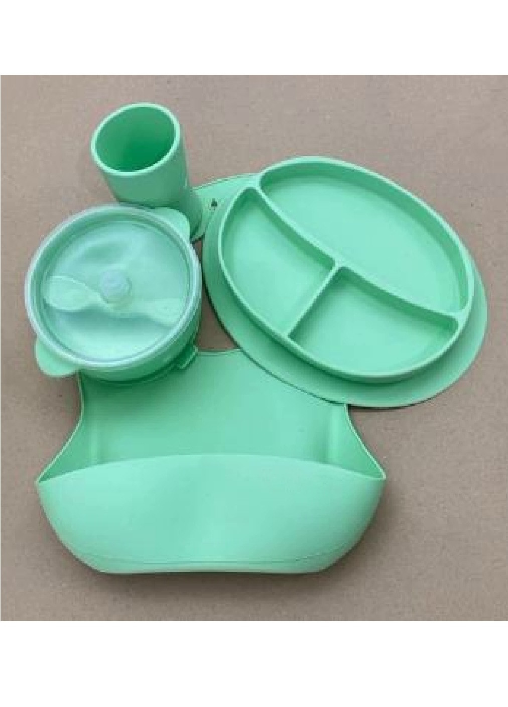 Детский силиконовый набор посуды для детей из пяти предметов(45124578-Т) Зеленый Francesco Marconi (251406112)