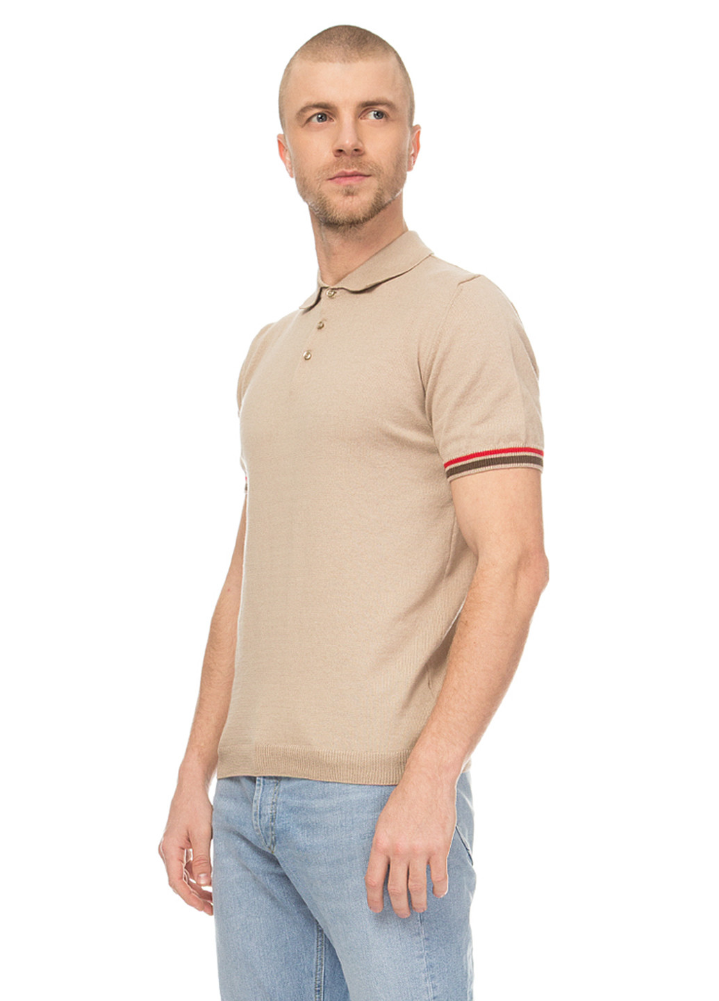 Светло-бежевая футболка-поло для мужчин VD One однотонная