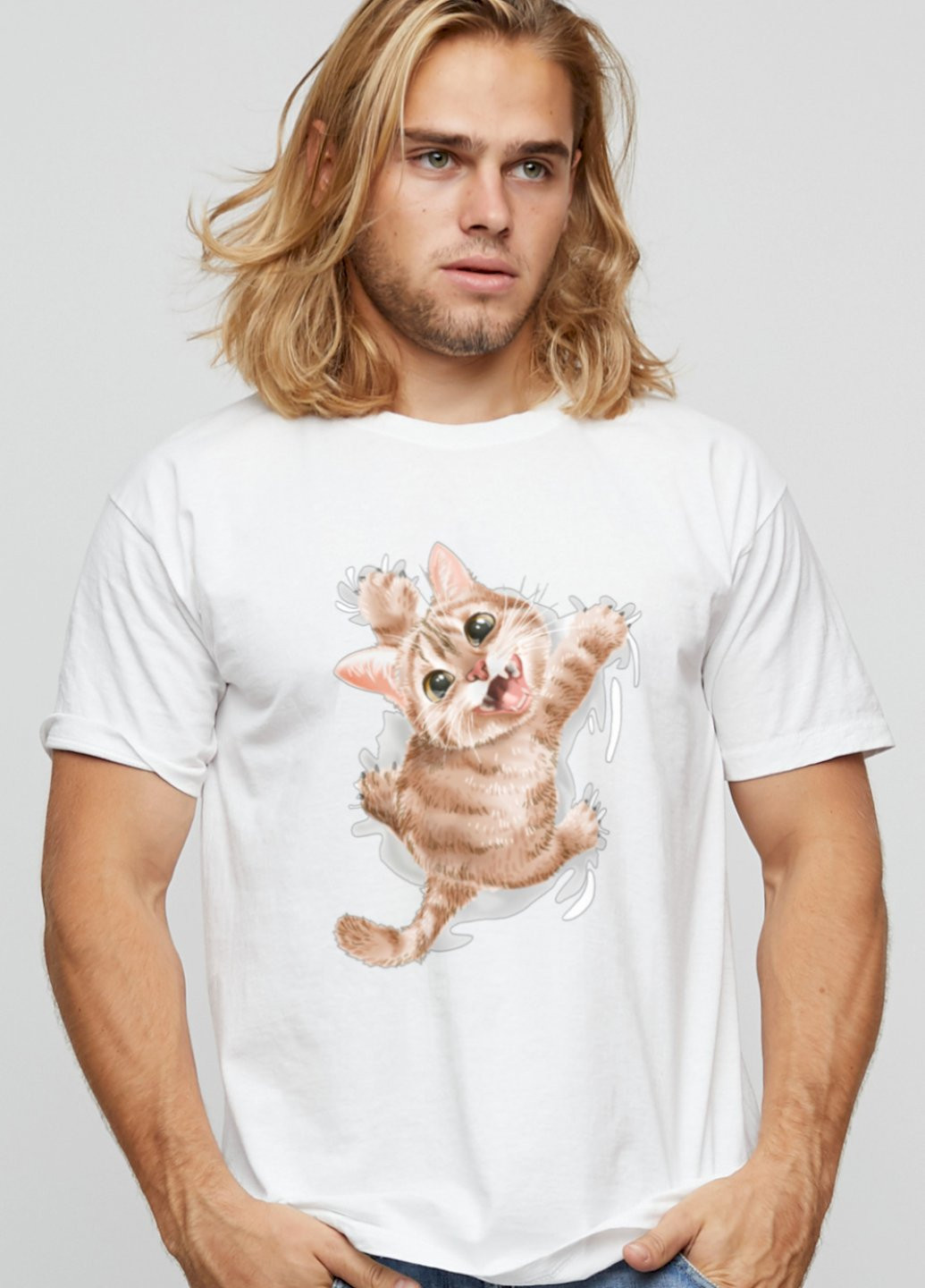 Біла футболка чоловіча basic /air print/ YAPPI